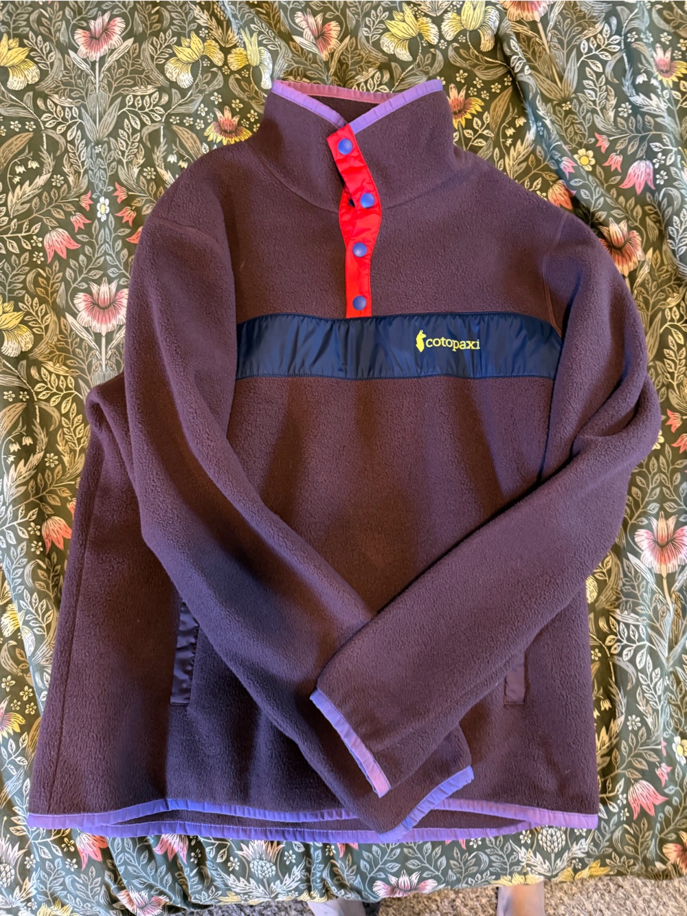 cotopaxi Plum Fleece Zip Pullover with Red Snap Placket